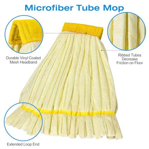 Image of Matthew Cleaning Microfiber Tube Mop(Large,Yellow,3Pack) Heavy Duty Mop Head Replacement,Excellent Absorbency,Premium launderability,Reusable,Loop end for Home,Commercial and Industrial Use
