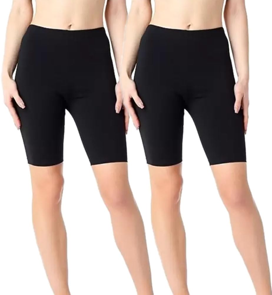 diving deep Smooth Anti-Chafing Boyshorts Stretchable Skin Fit Tights Cotton Slip for Under Dresses for Women & Girls High Waist Women's Shorts - (Pack of 2) (Black-2) (4XL)-picture-16