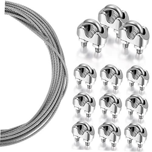 SOLUSTRE High Hardness Wire Rope Clamp Stainless Steel Tension Wire Kit Metal Wires Clips for Rigging Fencing and String Lights