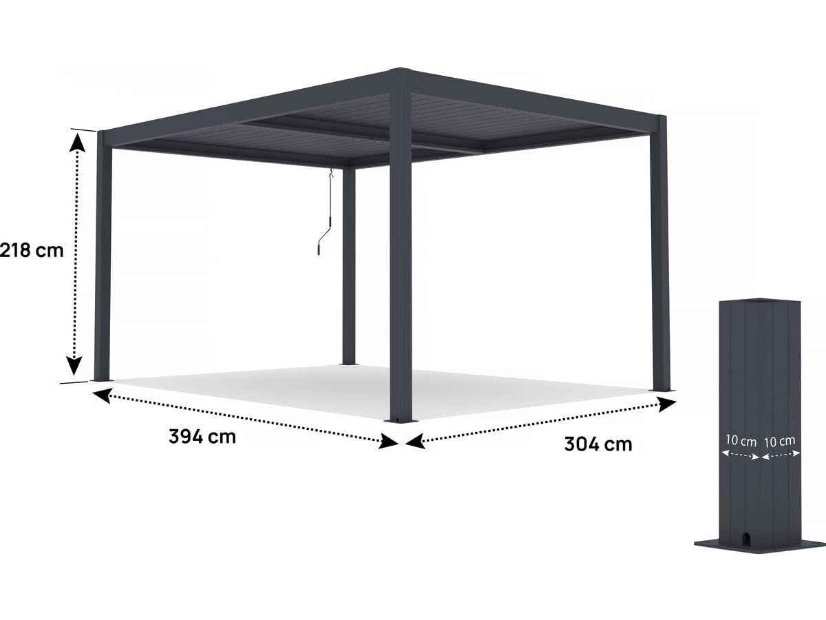 Pergola bioclimatique en Aluminium Windsor - 3 x 4 m - Anthracite