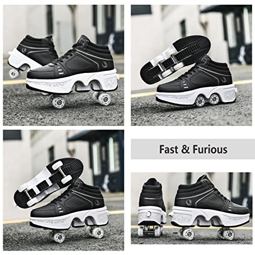 Deformation Roller Skates Roller Skate Shoes For Women Four Rounds Children'S Roller Skates Shoes That Turn Into Rollerskates Sneakers Outdoor Light Shoes With Wheels For Girls/Boys thumb #4