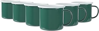Argon Tableware Coloured Mugs - 375ml - Pack of 6 - Green Tea Mugs Metal Insulated Coffee Mugs Lightweight Camping Cups for Drinking Tea, Hot Chocolate, Coffee