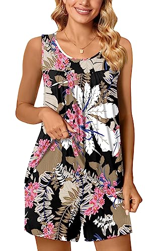 Image of POPYOUNG Pajama Set for Women Summer 2 Piece Lounge Shorts Sets Sleepwear