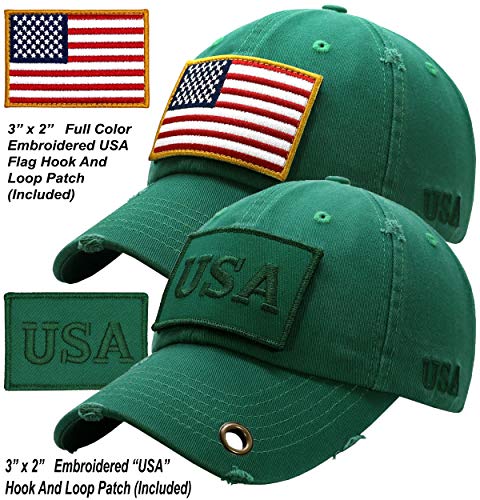 Image of Antourage American Flag Unisex Baseball Hat for Men and Women | USA Flag Mesh Snapback Flat Visor Cap + 2 Patriotic Patches
