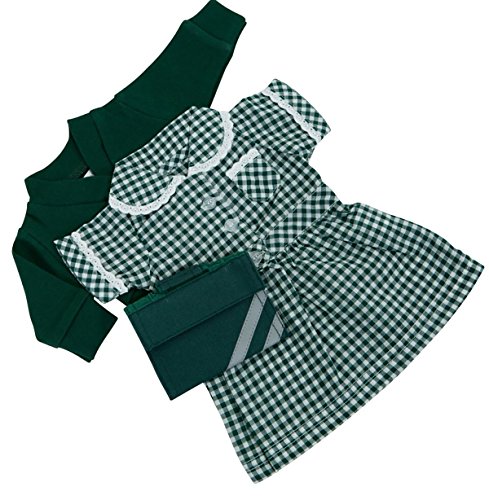 FRILLY LILY MEDIUM GREEN DOLLS SUMMER SCHOOL UNIFORM FOR 18-20 INS 45-50 CM DOLLS AND BEARS