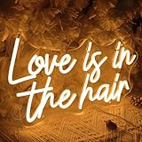 SYLHOME Love Is In The Hair Led Neon Light Sign Barber Shop Beauty Hair Salon Makeup Studio Bedroom Wall Decor Sign Hairdresser Business Bar Christmas USB 15.75'X8.8' Warm