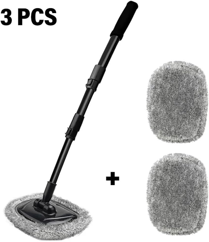 Telescoping Car Wash Mop with Retractable Bent Handle Compatible with Vehicle Cleaning, Home Washing, and Similar Cleaning Tasks(3PCS brush)