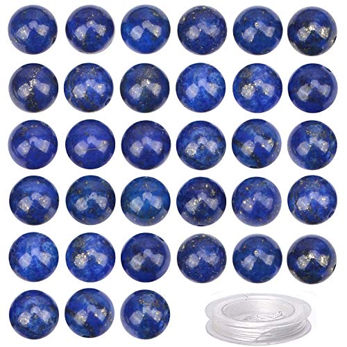 Image of 100PCS 8mmNatural Lapis Lazuli Gemstone Round Loose Beads for Jewelry Making for Bracelet Necklace (Lapis, 8MM)