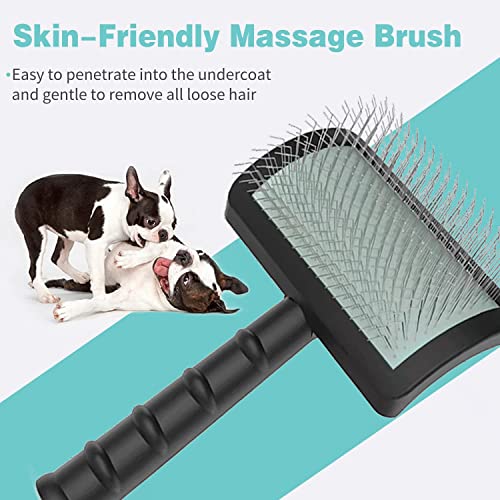 Uxsjakjsd Feste Slicker-BüRste für Hunde - Extra Lange Pin-Slicker-BüRste für GroßE Hunde, Haustierpflege, DrahtbüRste und Enthaarung (Schwarz)