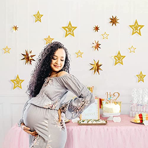 Rose Gold Circle Dot Garland Streamerstwinkle Star Party Decoration Glitter Paper Hanging Bunting Banner Backdrop Wedding/Anniversary/Baby Shower/Christmas/Birthday/Bday/Prom/Engagement/Sweet 16 #TOP6