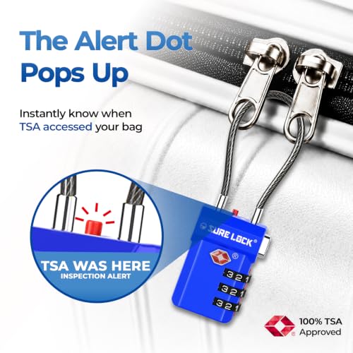 Image of SURE LOCK TSA Compatible Travel Luggage Locks, Inspection Indicator, Easy Read Dials (Sky Blue 2 Pack)