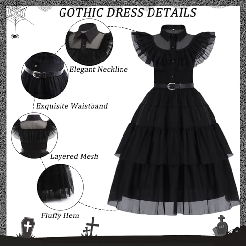 Vestido negro para niña disfraz de princesa Halloween miniatura 4