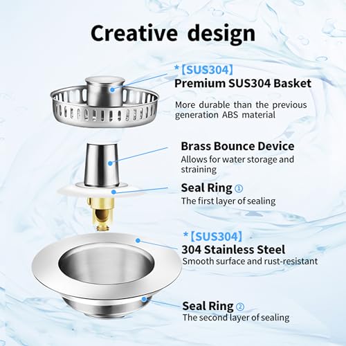 Colador para fregadero de cocina 3 en 1 con filtro de acero inoxidable miniatura 2