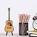 CYSFETENA Wooden Miniature Guitar with Stand and Case ,Mini Guitar Collectible Figurines Dollhouse Miniatures, Lovely Musical Instrument Display Model (3.9