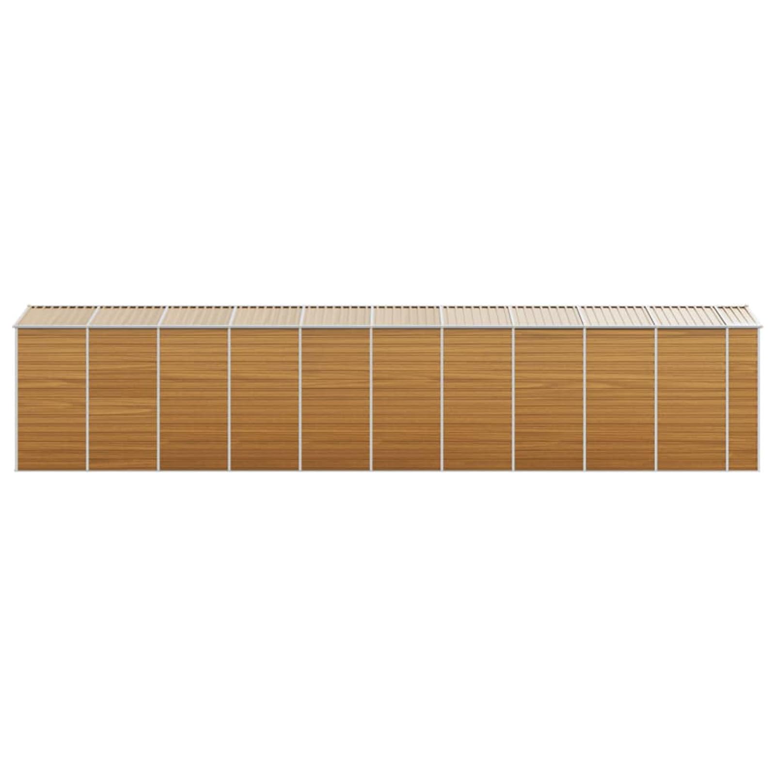 Casetta da Giardino per Attrezzi, Capanno in Lamiera d'Acciaio con Tetto Inclinato, Ripostiglio per Attrezzi con Porte Scorrevoli per Giardino,Capanno Giardino Marrone Chiaro 191x895x198cm Ac