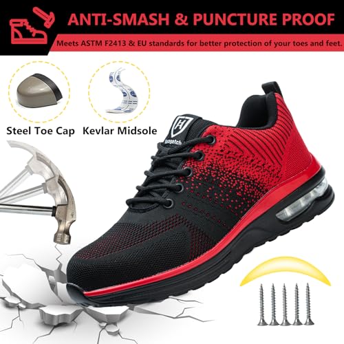 Image of Steel Toe Shoes for Men Women Lightweight Comfortable Work Shoes Indestructible Slip Resistant Safety Shoes for Construction
