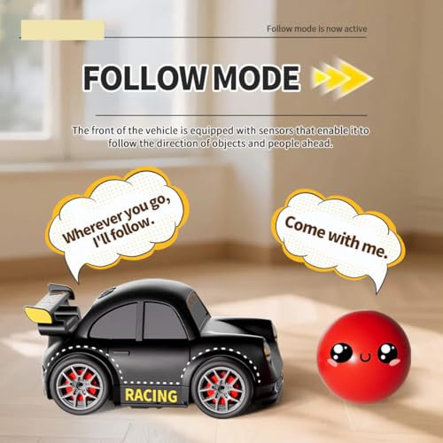 Image of Mini RC Intelligent Sensor Stunt Car Toy for Kids 3-8 | 4 Smart Modes: Follow Object, Chase, and remote control car, Rechargeable Cartoon Car with Music & Bright LED Light | Best Birthday Gift for Kid