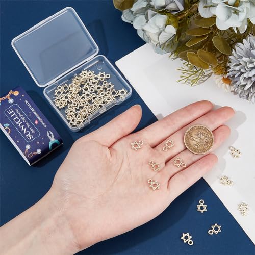 SUNNYCLUE 1 Box 60Pcs Star of David Charms Bulk Gold Star Charm Mini Tibetan Alloy Vintage Lucky Star of David Charms for jewellery Making Charms DIY Craft Necklace Bracelet Earring Beginners Adults - Image 3