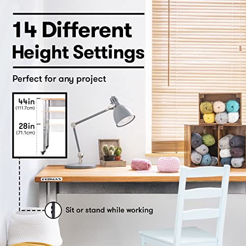 Fedmax Work Bench - 61" Rolling Portable Workbench For Garage - Metal With Acacia Hardwood Top, Adjustable Legs #TOP4