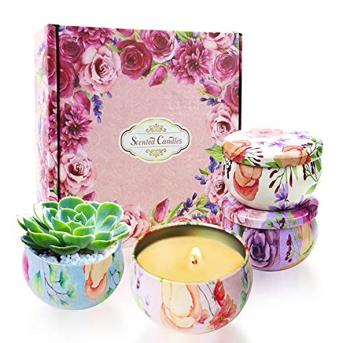 Bougie Parfumées Pot Bougie Vide Coffret Bougies Parfumées Cadeau Petite Boite Metal 4 Pcs Contenant pour Bougie Diy Scented Candle Kit Fabrication Bougie pour Cosmetique Confiture Creme (Style 1)