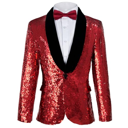 Men's Shiny Sequin Blazer Sparkle Metallic Tuxedo Jacket Party Prom Wedding One Button Jacket2