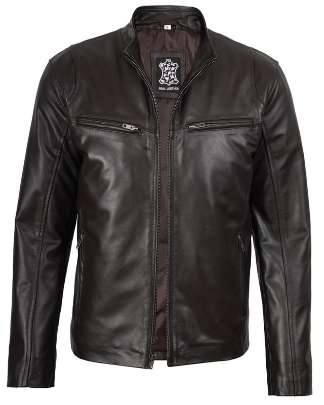 Image of Decrum Men Leather Jacket - Casual Stylish Real Lambskin Leather Jackets for Mens