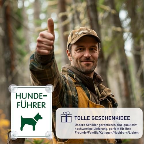 Hundeführer Schild für Auto mit 4x Saugnapf - Hundeführer Saugnapfschild Autoschild Acrylschild für Windschutzscheibe 90x120mm
