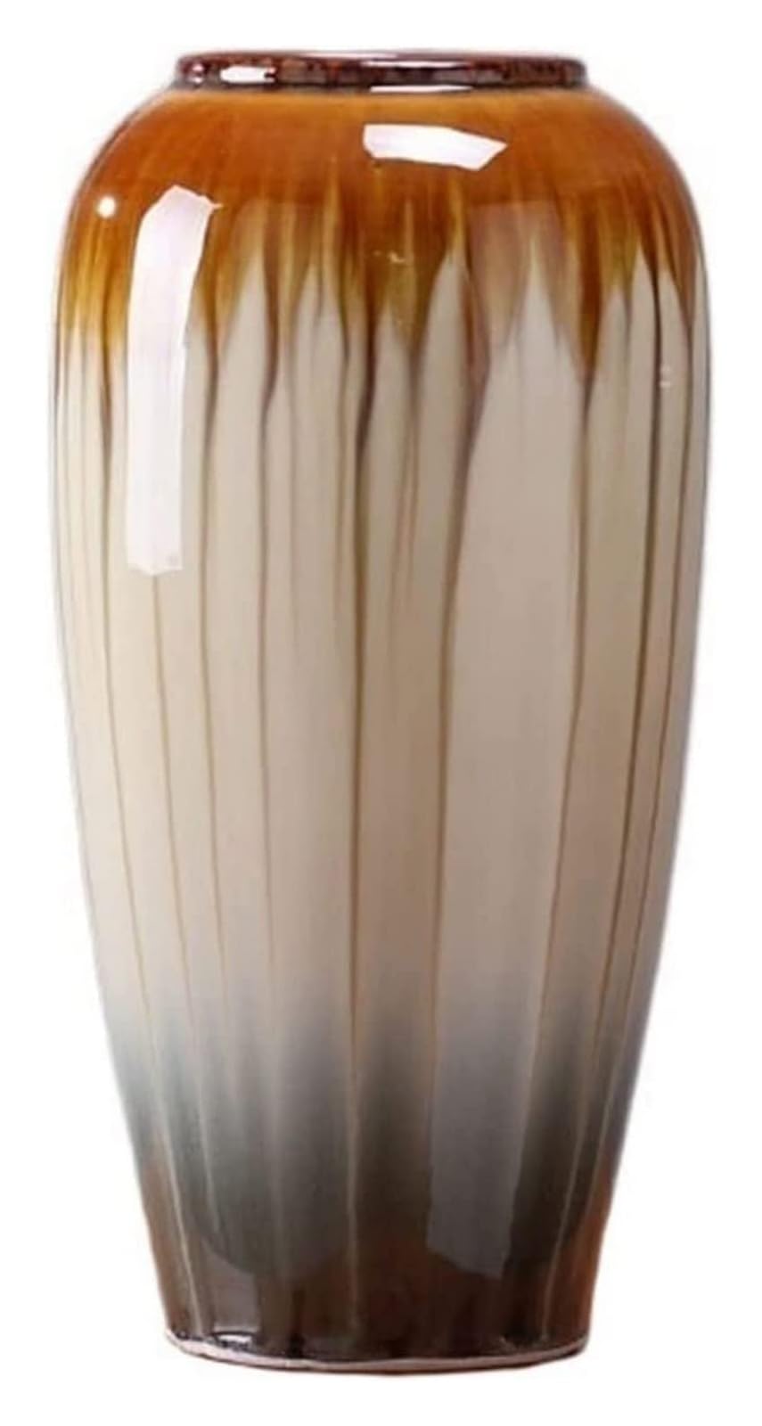 asdchZen Vase Flower Vase Chinese Zen Decorative Ornaments High Temperature Kiln Varying Glaze Ceramic Vase Desktop Flower Inserter Vases Flower Pot Desktop Decor -Gold,Gris