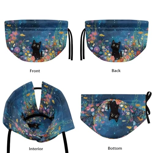 Image of Xoenoiee Black Cat Groovy Daisy Tea Cozy Tea Cosy for Teapots Keep Warm Teapot Cover Insulated Kettle Cover for Home Kitchen Table Decor