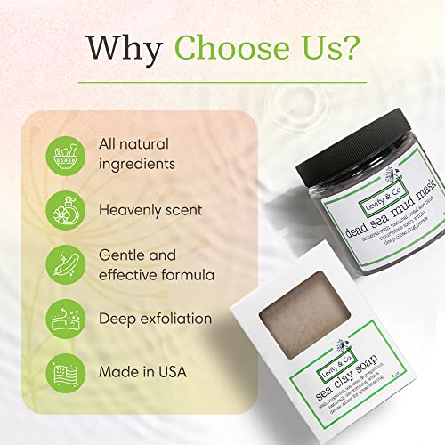 Levity & Co. Dead Sea Mud Mask/Sea Clay Facial Cleansing Bar Combo Pack - Detoxifying, Purifying Sea Clay Facial Mask And Cleansing Bar, All Natural, Handmade In Us #TOP4