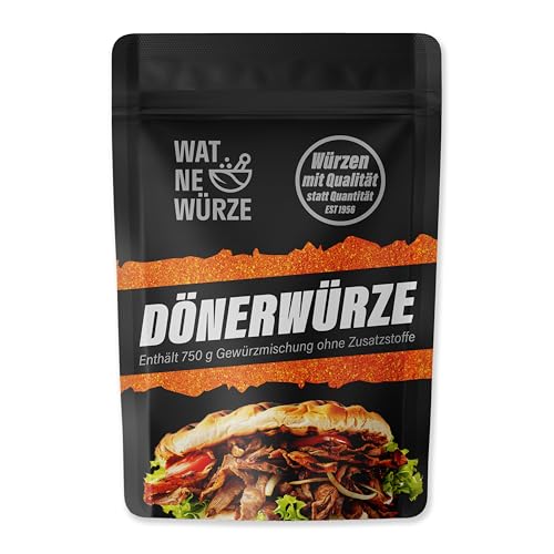 WAT NE WÜRZE Döner Gewürz 750 g | Dönergewürzmischung für Backpapier Döner Kebab Lahmacun & Dönerfleisch | Dönergewürz Drehspieß Gewürzmischung für Dönerfleisch