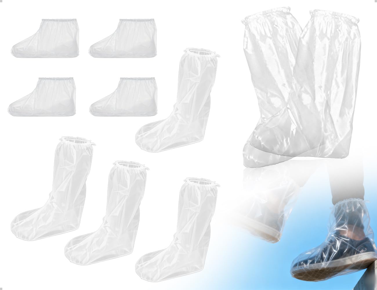 Copriscarpe Impermeabili USA e Getta Trasparenti Antipioggia con Elastici per Adulti