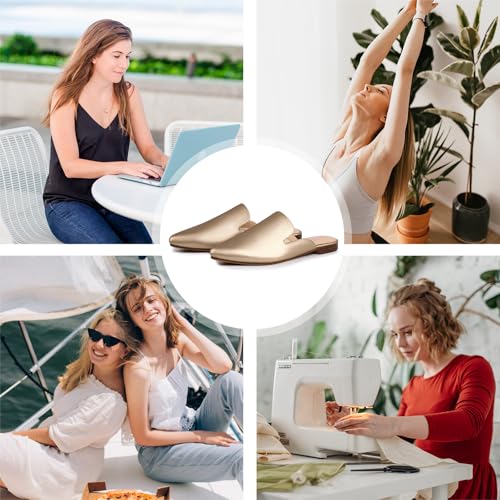 Image of MUSSHOE Women's Pointed Toe Mule Flats: Comfortable Lightweight Slip On Backless Loafers with Memory Foam for Office Work & Dressy Casual Wear