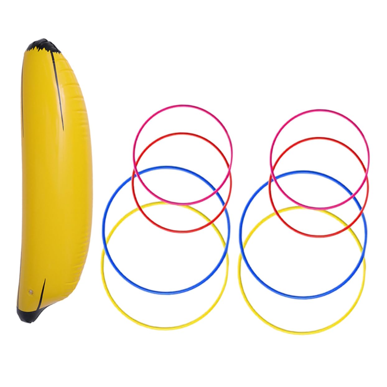 Leitee Aufblasbares Bananen-Wurfspiel — 2x Banane (66 Cm) + 6 Ringe, Für Poolparty, Junggesellenabschied, Sommerfest