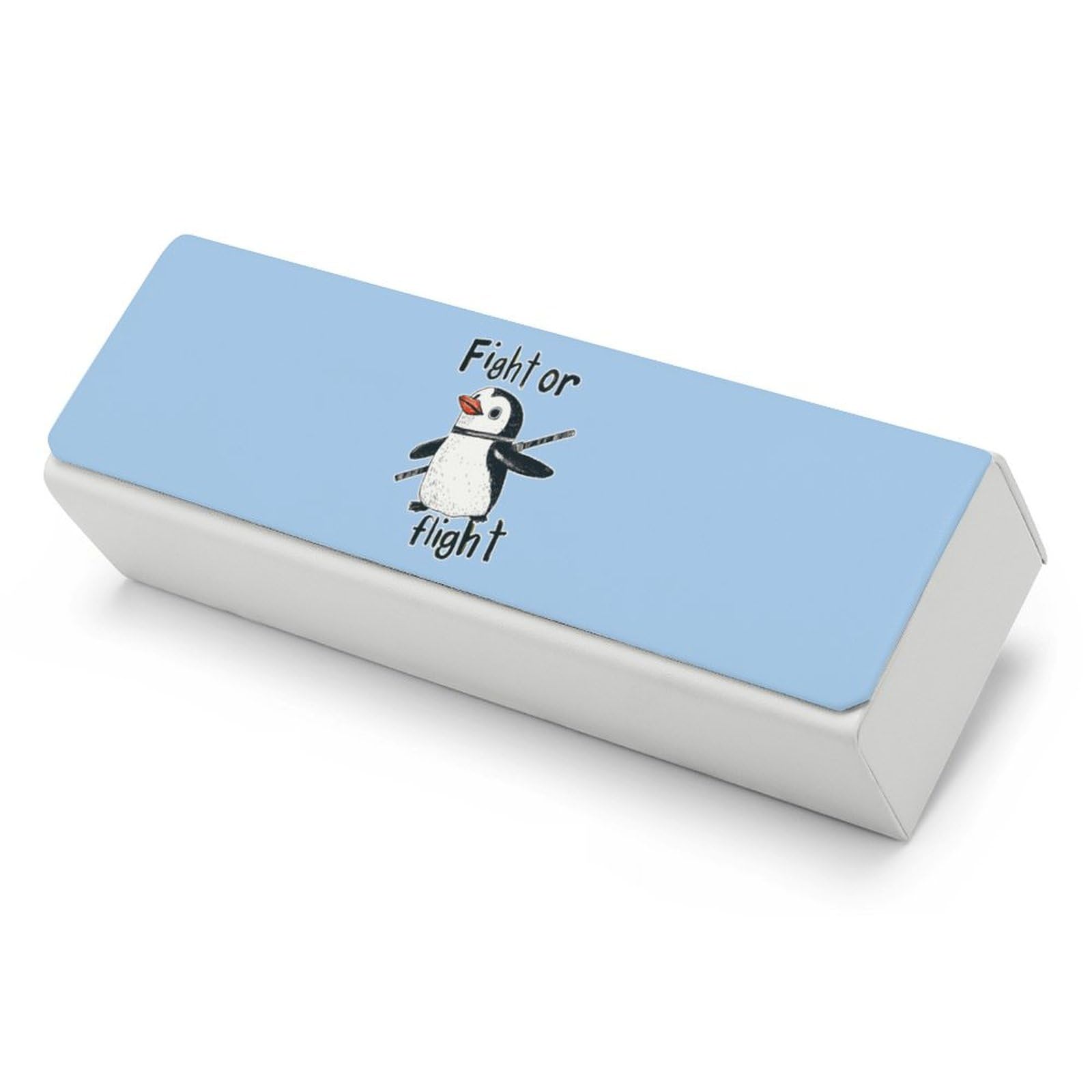 Penguins Fight Or Flight Leather Glasses Case Fashion Hard Shell Portable Sunglass Organizer Eyeglasses Case for Mens Women