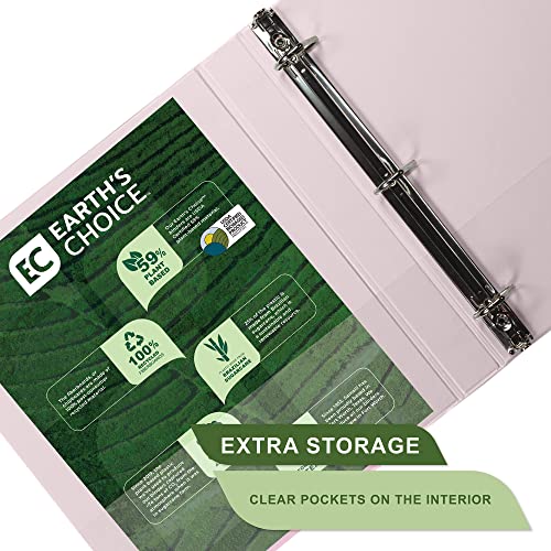 Image of Samsill Plant Based Durable D-Ring Binders - 0.5 Inch 3 Ring Binder with 125 Sheet Capacity, Eco Friendly School and Office Supplies (Single, Rose)
