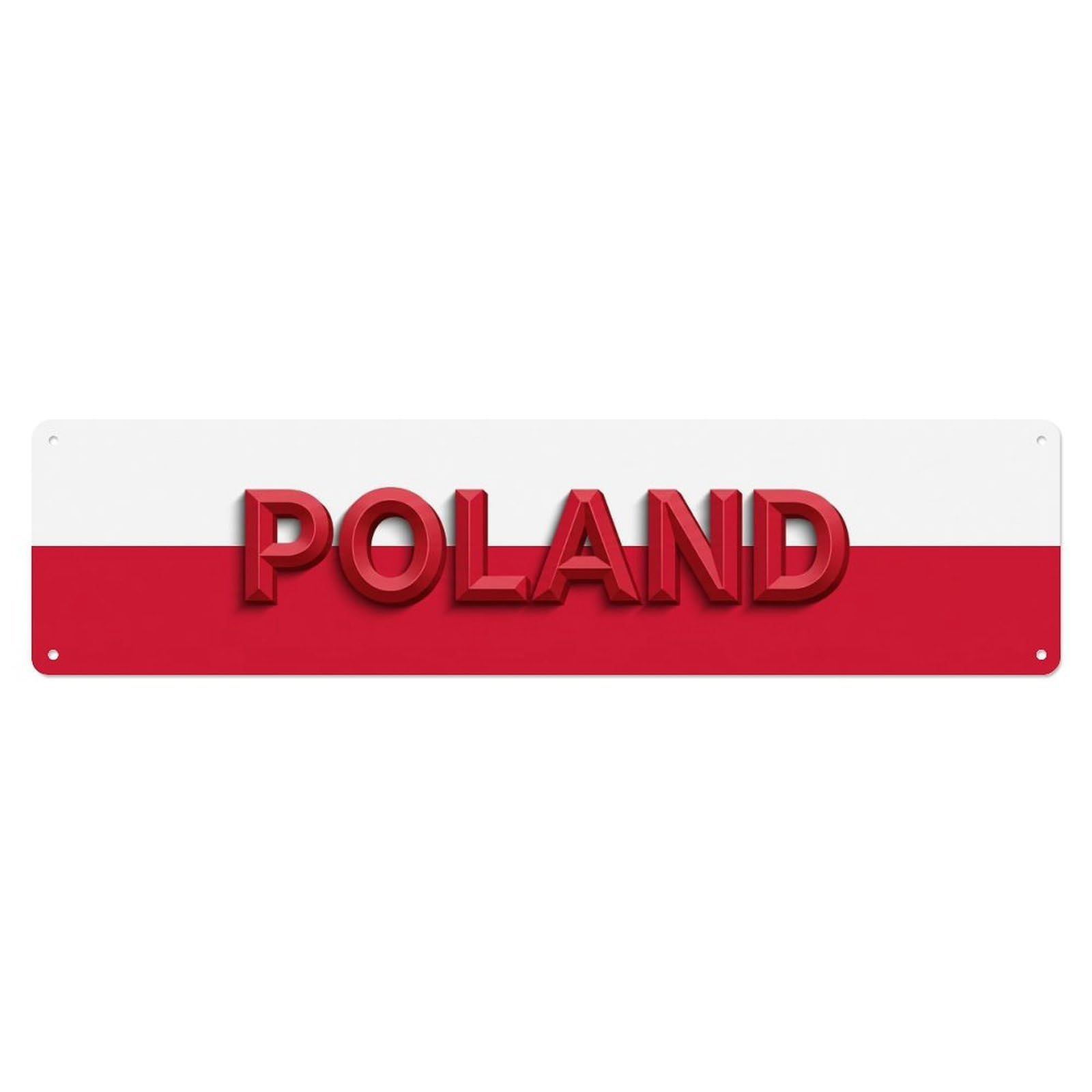 Metal Tin Sign Vintage Poland Flag Pattern