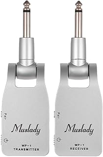 Muslady 2.4GHz無線 ギターシステムトランスミッタ＆レシーバ 内蔵充電式リチウム電池 30M伝送距離 エレクトリックギターベース用 (ホワイト)