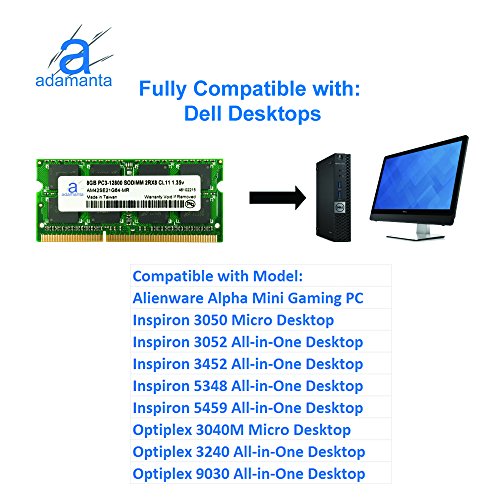 Image of Adamanta 8GB (1x8GB) Compatible for Dell Precision Mobile Workstation M4600, Workstation M4700 DDR3L 1600Mhz PC3L-12800 SODIMM 2Rx8 CL11 1.35v Notebook Laptop Memory RAM Upgrade