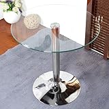 Runder Bartisch, Küchentisch mit gehärteter Glasplatte, Frühstückstisch, Tresentisch, Bistrotisch, Cocktailtisch für Zuhause, Küche, Garten
