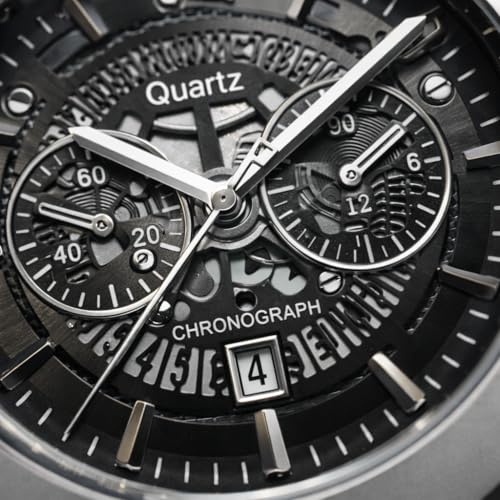 Image of Big Bang Skeleton Dial Luxury Chronograph Watch for Men, Premium Analog Wrist Watch with Mechanical Style Dial, Stainless Steel Mens Watch, Sports-Inspired Classic Luxury Watch for Men with Quartz Movement