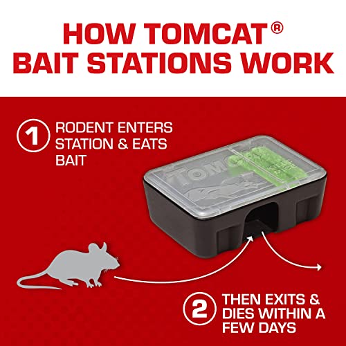 Image of Tomcat Mouse Killer Child Resistant, Disposable Station, 4 Pre-Filled Ready-to-Use Bait Stations (Pack of 2)