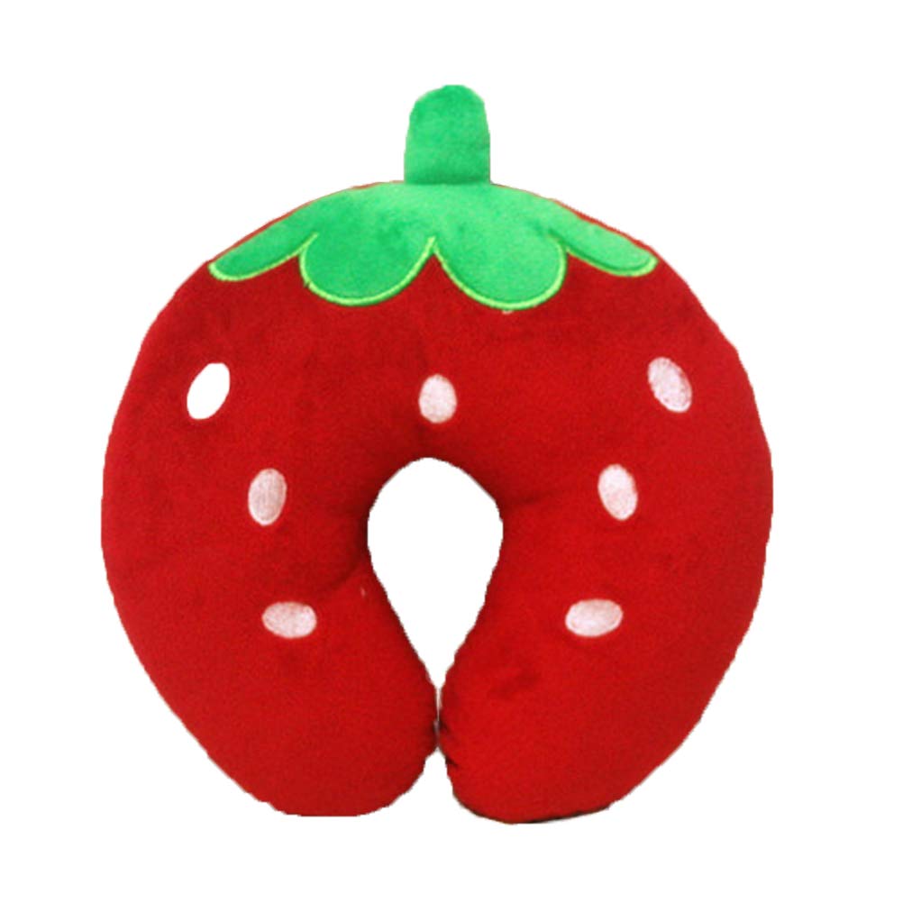 Maibar Traveling Pillow U-Shaped Neck Pillow Animal Warm Comfortable Travel Pillow For Airplanes Car Train (Strawberry)
