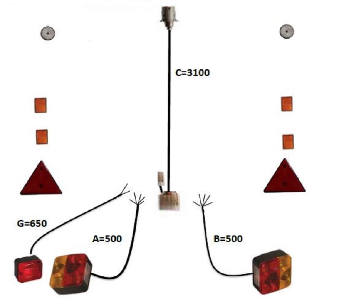 Kit eléctrico para Remolque (2500 x 1500), Incluye el Circuito Completo