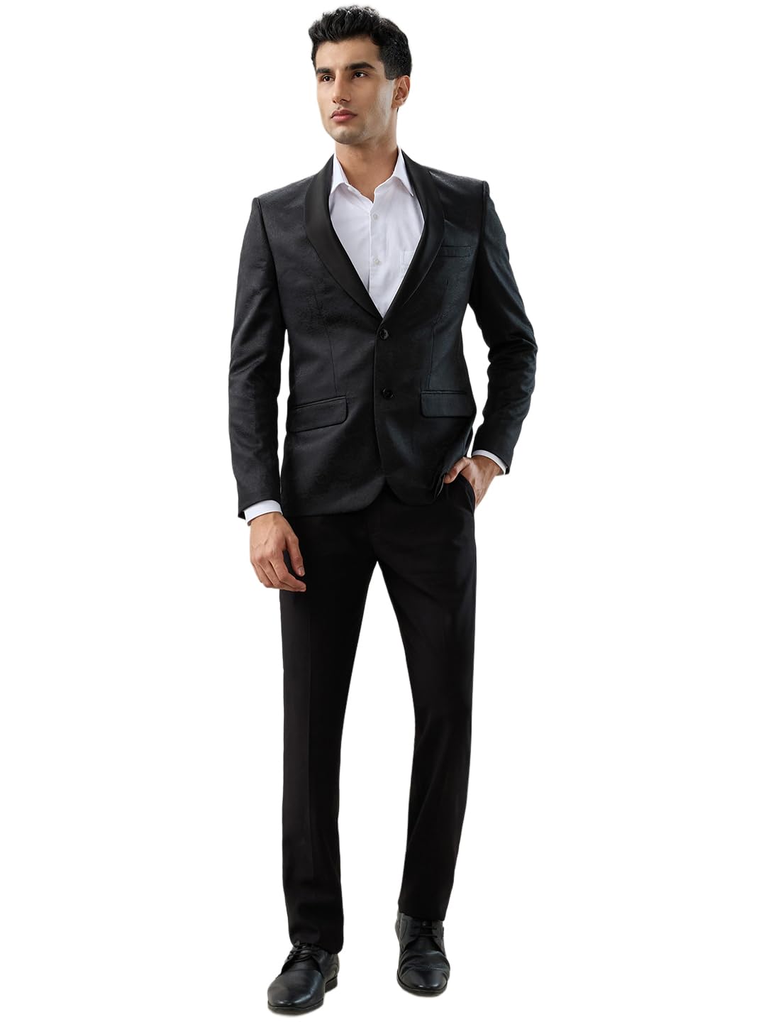 raymond Men Regular Fit Jacquard Pattern Pure Polyester Shawl Collar Full Sleeve Festive Suit-picture-21