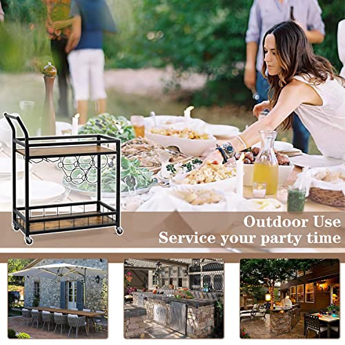 Jummico Bar Cart Industrial Home Mobile Wine Cart Serving Bar Cart On Wheels With Storage Shelves Wine Rack And Glass Holder For Living Room, Kitchen, Corridor, Hallway,Black #TOP5