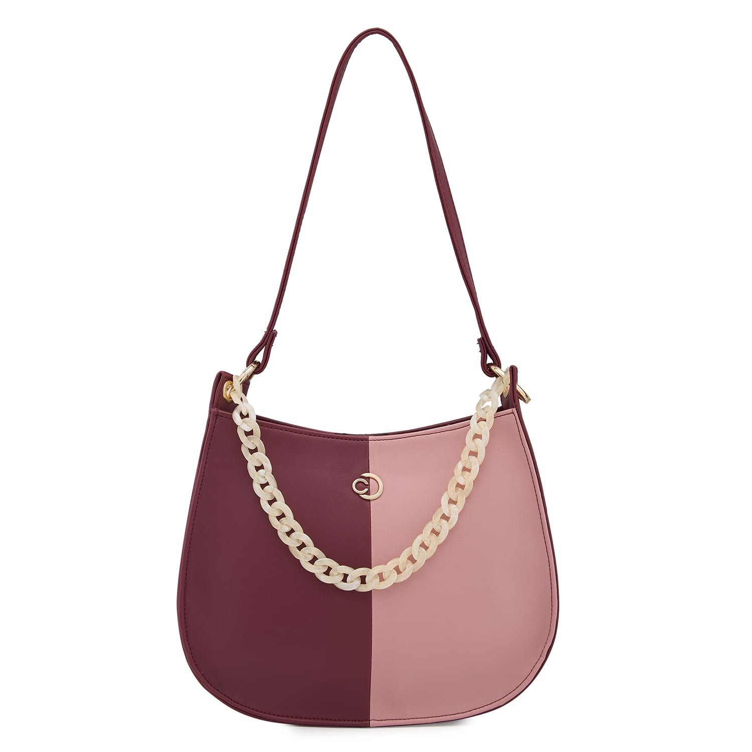 Caprese Perline Hobo, Burgundy-Small | Stylish Shoulder Bag for Women with Heavy Chain | Spacious Compartment & Secure Top Zip | Perfect for Casual/Party & Daily Outings (B0DDCLYX7M) Amazon Price History, Amazon Price Tracker