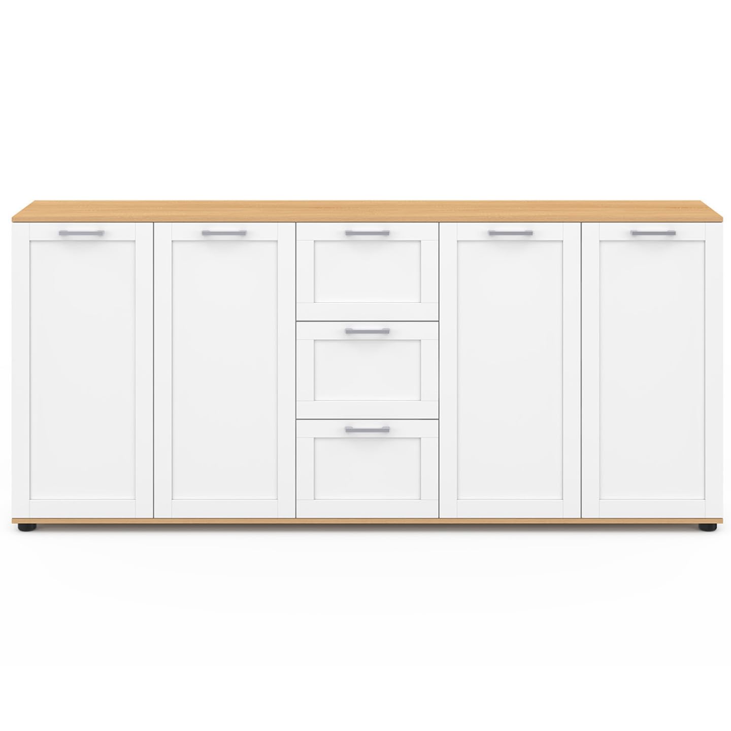 IDMarket - Buffet 180 cm VITO XXL 4 Portes avec 3 tiroirs Bois et Blanc