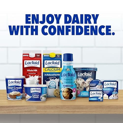 Image of Lactaid Original Strength 9000 FCC Lactase Enzyme Unflavored Caplets Works Fast for Lactose Intolerance, Helps Prevent Gas, Bloating, and Diarrhea Associated with Dairy, 120 Ct​