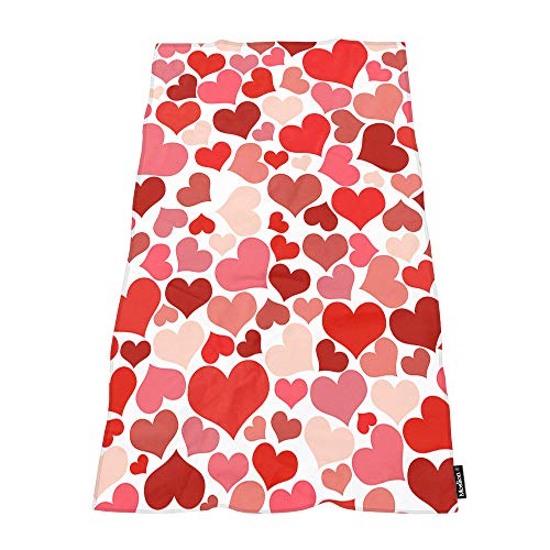 Moslion Soft Bath Towels Valentines Day red Heart Cartoon Funny Design Comfy Bathing/Beach/Camping Towel for Women Men Girls Boys Large Size 64x32 Inches